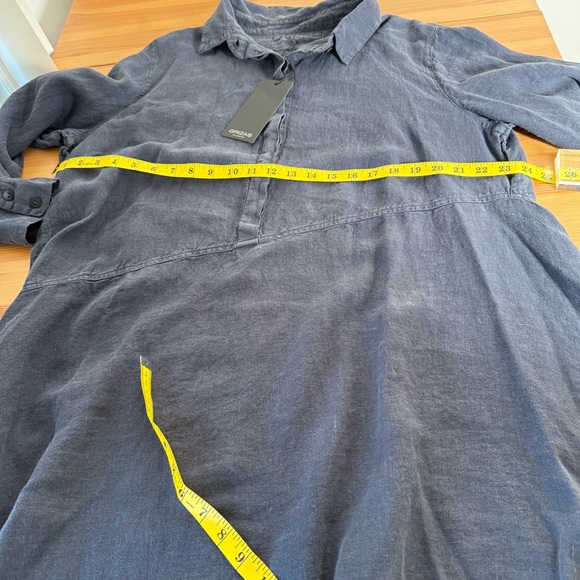 NWT Grizas Tunic 100% Linen Blue Lagenlook Asymmetrical Hem XL - Picture 9 of 14